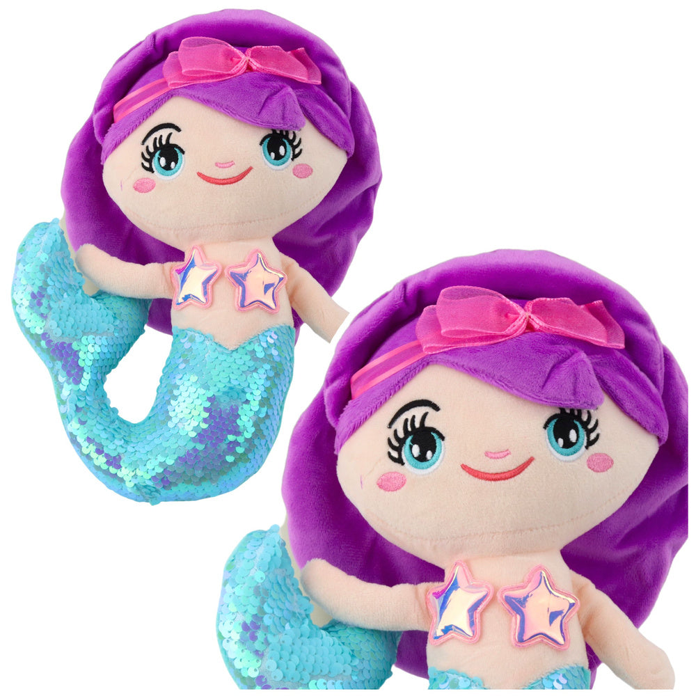 Peluche Sereia Cauda Lantejoulas Turquesa 28cm