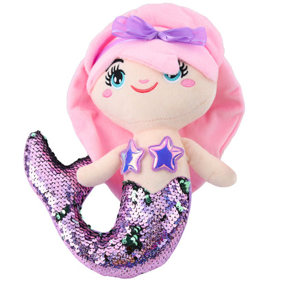 Peluche Sereia Cauda Lantejoulas Roxa Bicolor 28cm