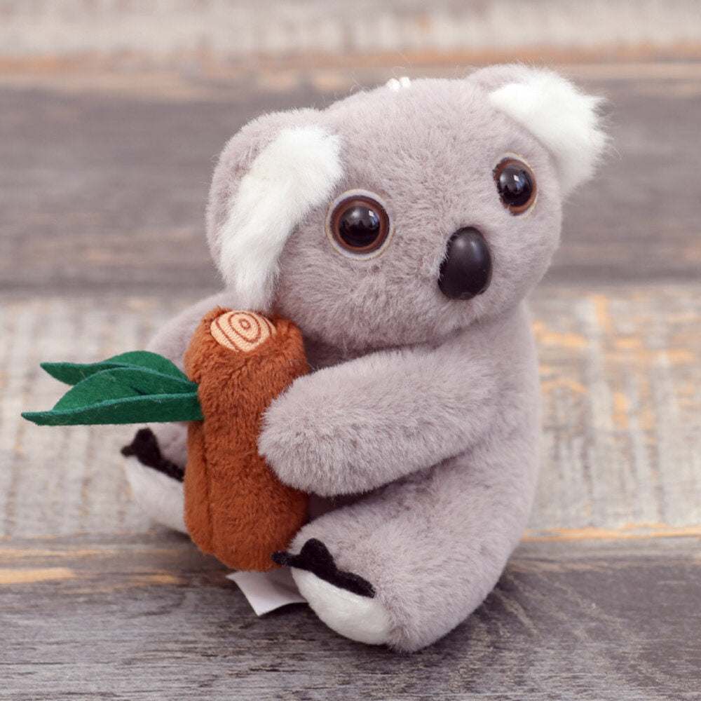 Porta-chaves Peluche Koala Cinzento com Ramo e Mosquetão 12cm