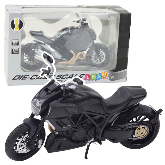 Mota Desportiva Metal Luzes e Sons Preta com Dourado 1:12