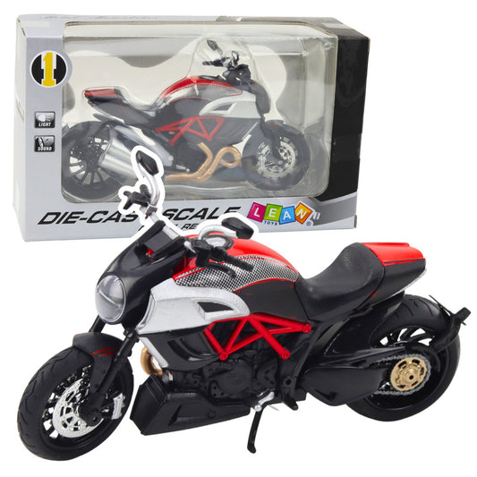 Mota Desportiva Metal Luzes e Sons Vermelha com Dourado 1:12