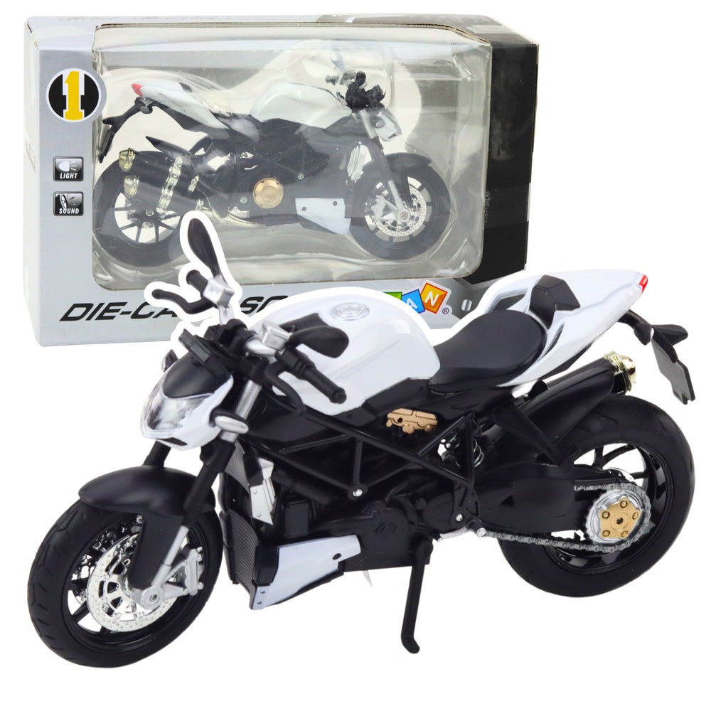 Mota Desportiva Metal Luzes e Sons Branca 1:12