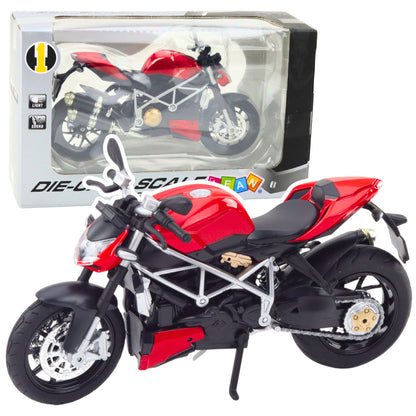 Mota Desportiva Metal Luzes e Sons Vermelha com Prateado 1:12