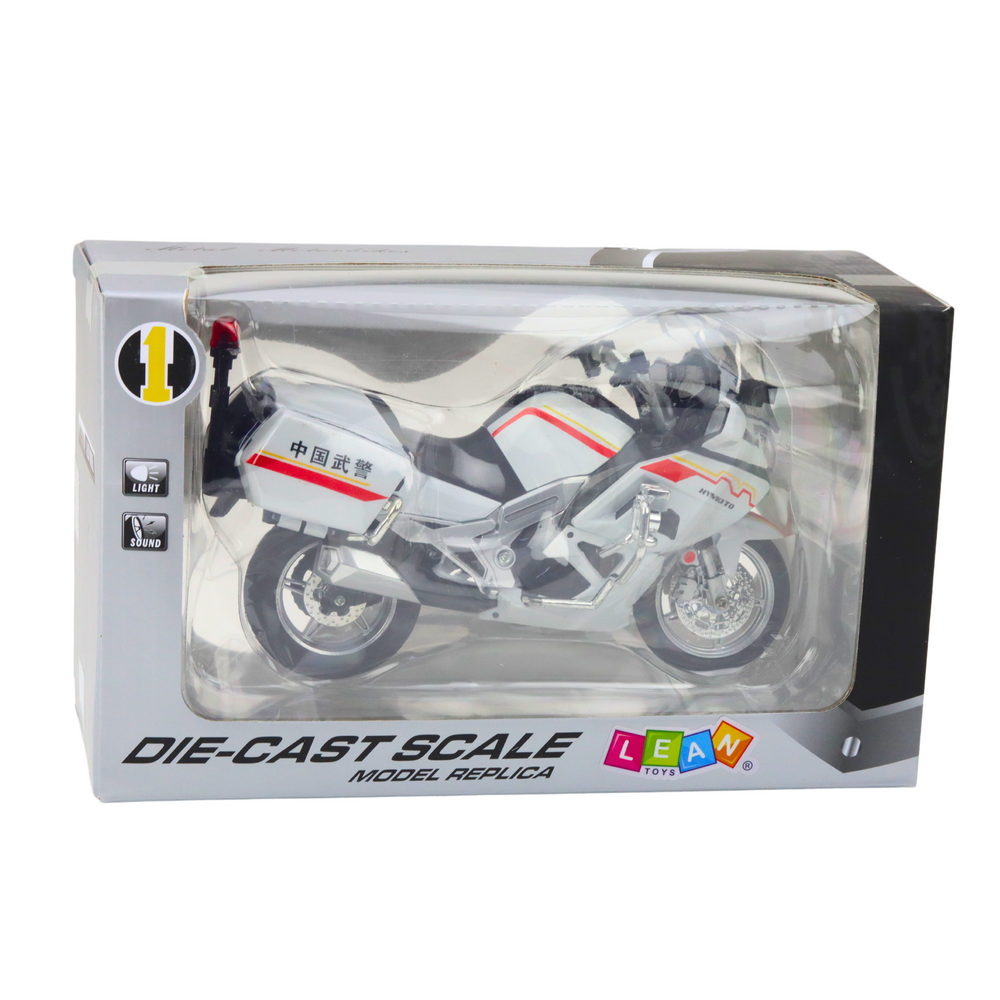 Mota Metal Luzes e Sons Branca Vermelha Amarela 1:12