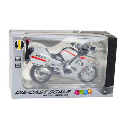 Mota Metal Luzes e Sons Branca Vermelha Amarela 1:12