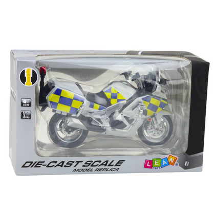 Mota da Polícia Metal Luzes e Sons Branca 1:12