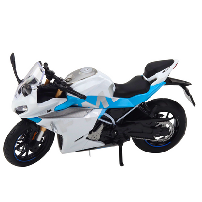 Mota Desportiva Metal Luzes e Sons Branca Azul 1:12