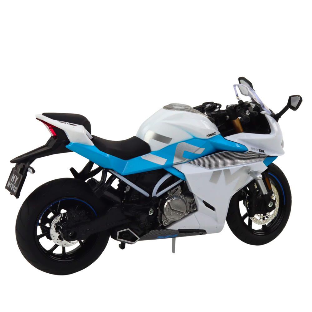 Mota Desportiva Metal Luzes e Sons Branca Azul 1:12