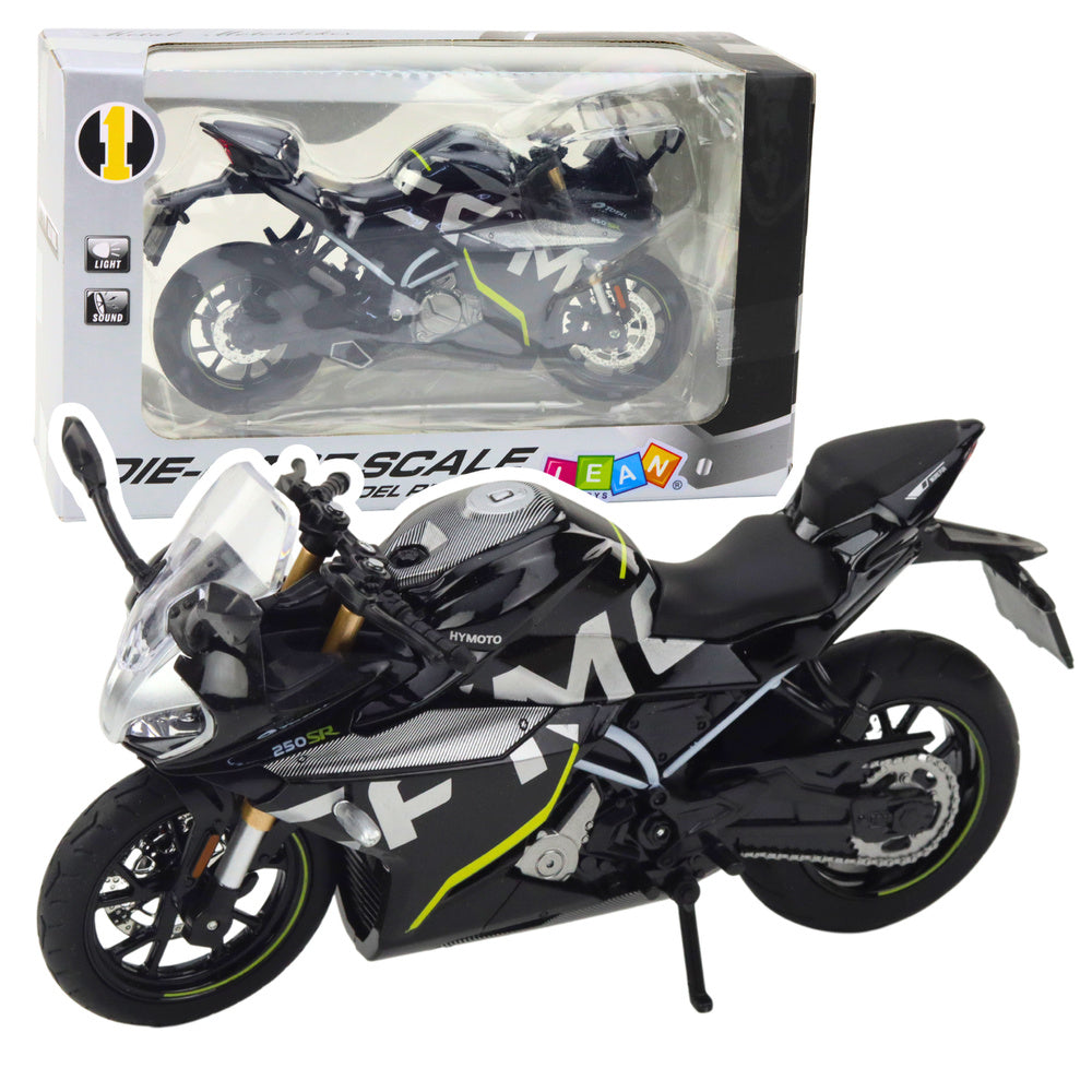 Mota Desportiva Metal Luzes e Sons Preta 250 SR 1:12