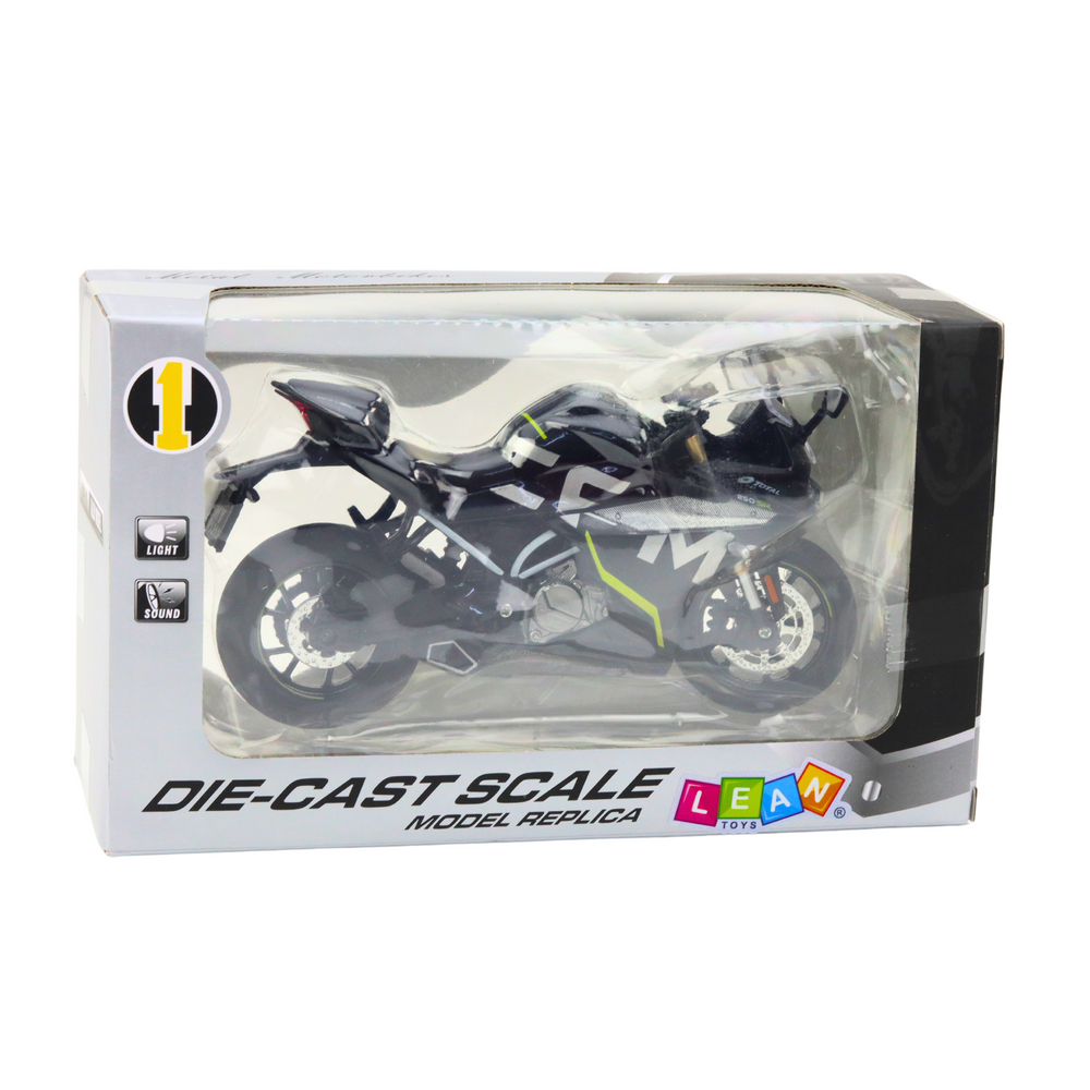Mota Desportiva Metal Luzes e Sons Preta 250 SR 1:12