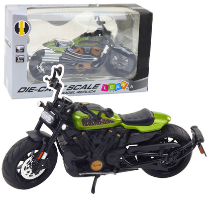 Mota Chopper Metal Luzes e Sons Preta Verde 1:12