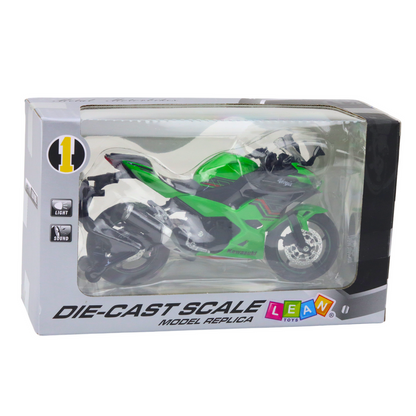 Mota Desportiva Metal Luzes e Sons Verde 1:12