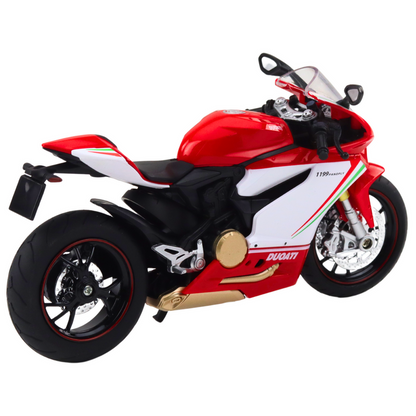 Mota Desportiva Metal Luzes e Sons Vermelha Branca 1:12