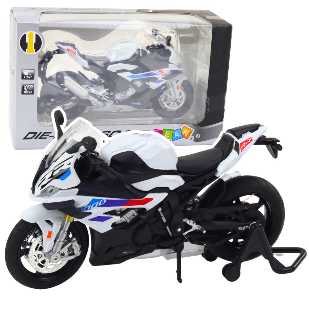 Mota Desportiva Metal Luzes e Sons Branca S1000 1:12