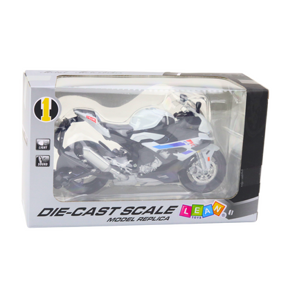 Mota Desportiva Metal Luzes e Sons Branca S1000 1:12