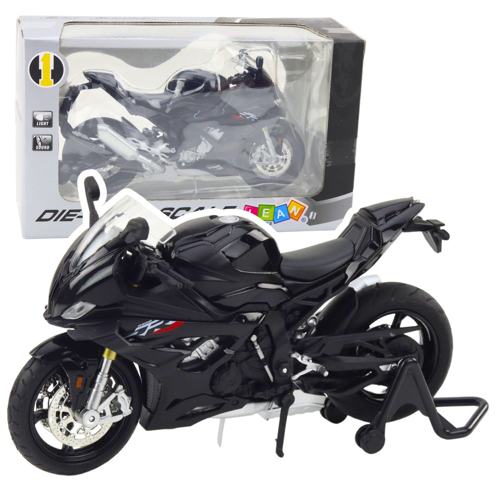 Mota Desportiva Metal Luzes e Sons Preta S1000 1:12