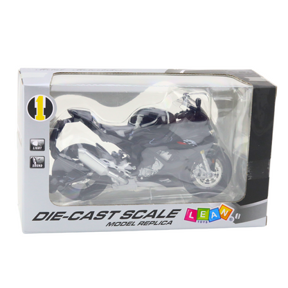 Mota Desportiva Metal Luzes e Sons Preta S1000 1:12