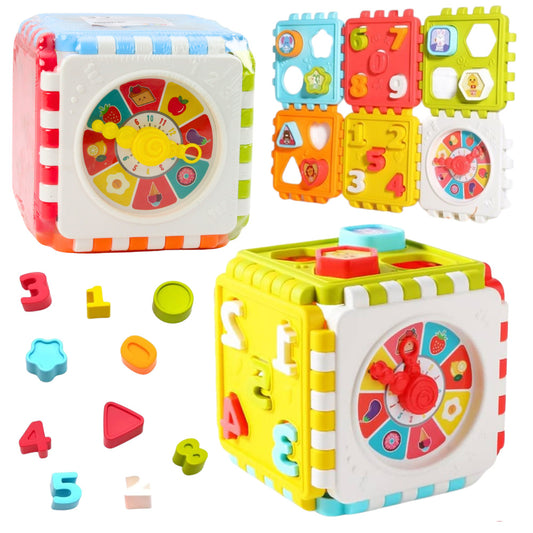Cubo Educativo com Formas Números Relógio Multicolor