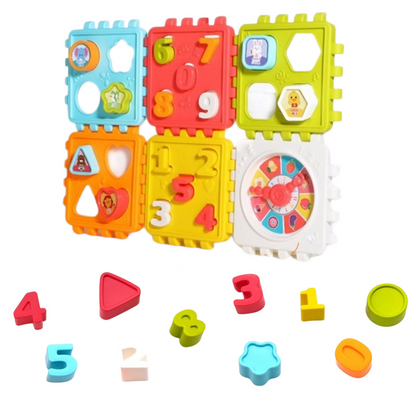 Cubo Educativo com Formas Números Relógio Multicolor