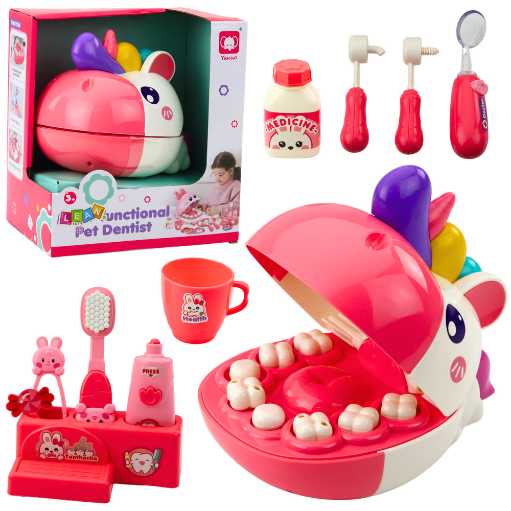 Conjunto Educativo Dentista Unicórnio Rosa