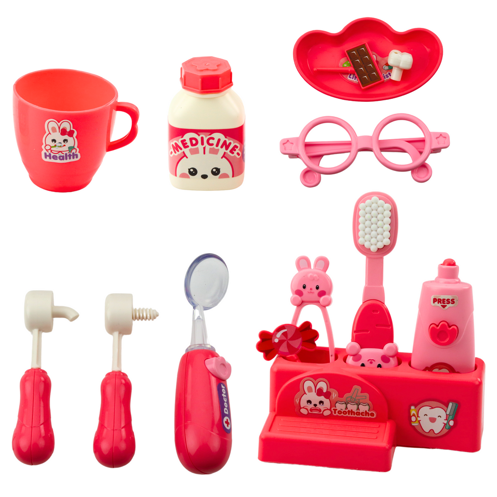 Conjunto Educativo Dentista Unicórnio Rosa