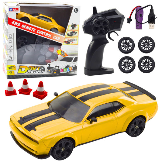 Carro Drift RC 4WD Rodas Intercambiáveis Amarelo