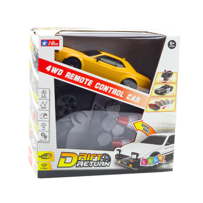 Carro Drift RC 4WD Rodas Intercambiáveis Amarelo