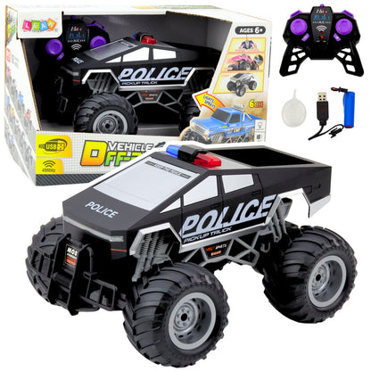 Jipe Polícia RC Off-Road Preto 1:16