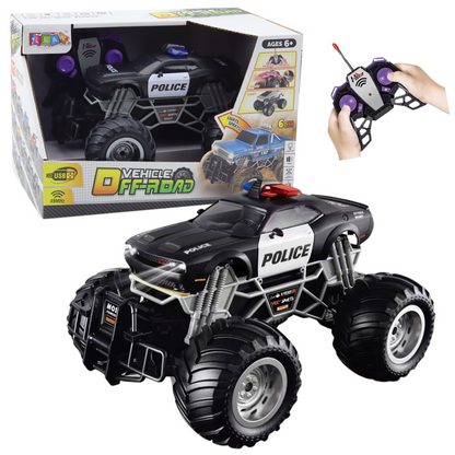 Veículo Polícia RC Off-Road com Luzes e Fumo 1:16