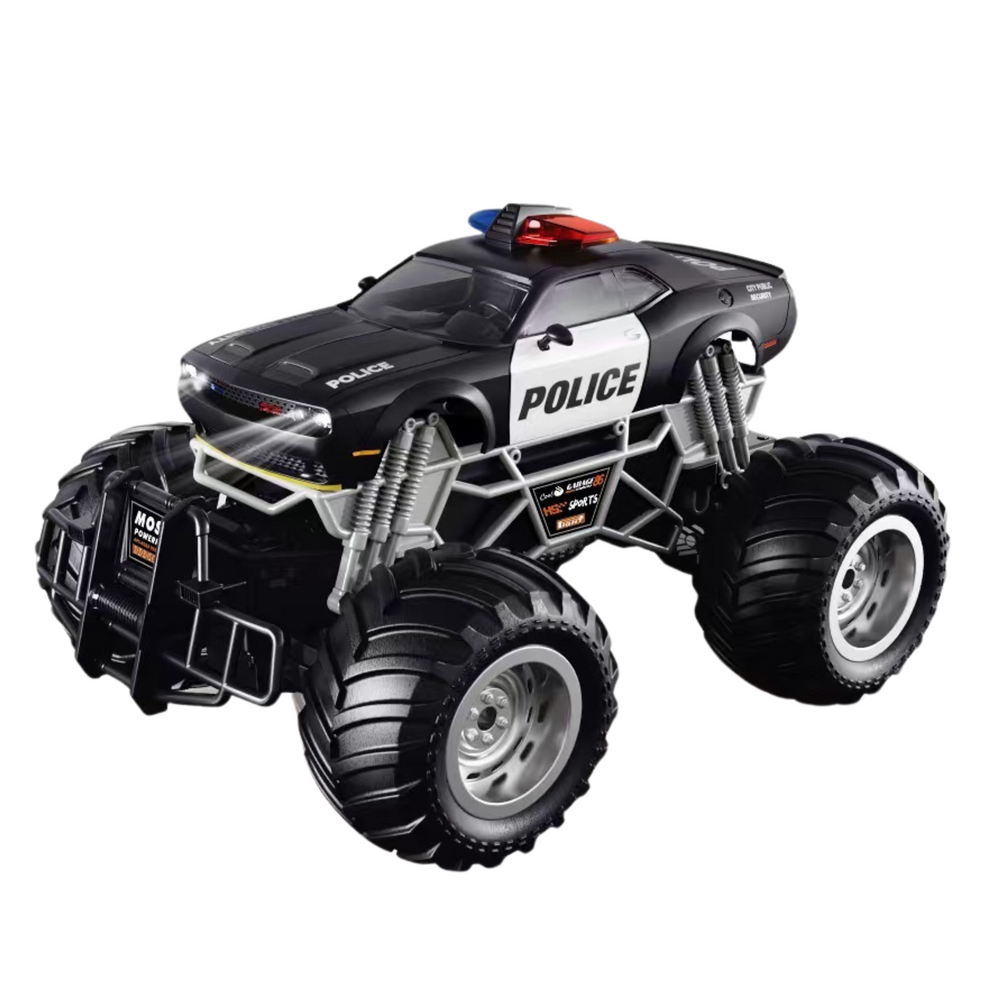 Veículo Polícia RC Off-Road com Luzes e Fumo 1:16