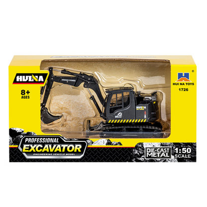 Huina Escavadora com Lâmina Bulldozer Metálica 1:50 Preta