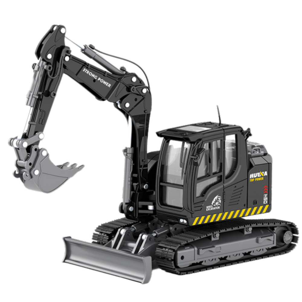 Huina Escavadora com Lâmina Bulldozer Metálica 1:50 Preta