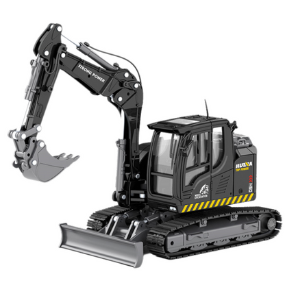Huina Escavadora com Lâmina Bulldozer Metálica 1:50 Preta