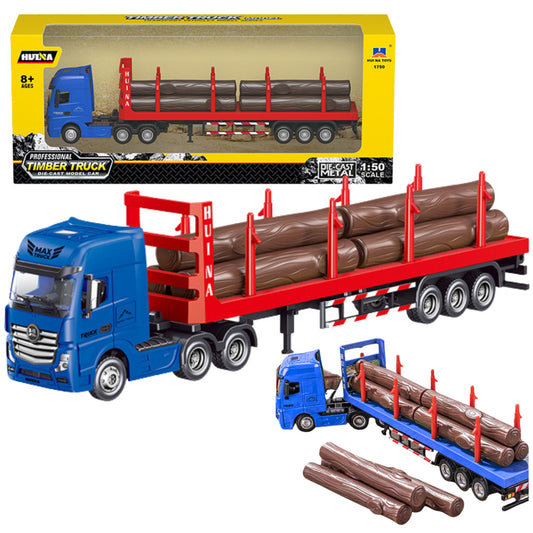 Camião Transporte de Madeira Metálico Huina Vermelho 1:50