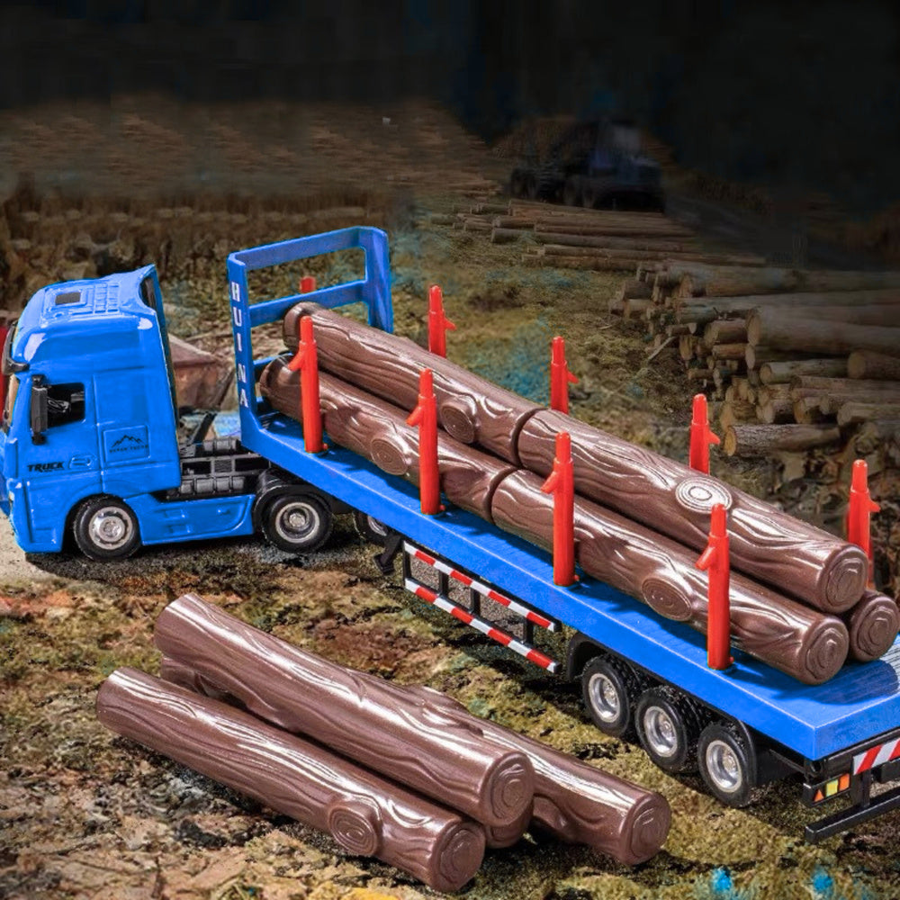 Camião Transporte de Madeira Metálico Huina Vermelho 1:50