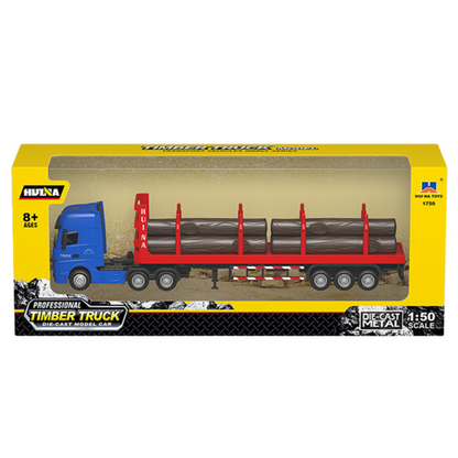 Camião Transporte de Madeira Metálico Huina Vermelho 1:50