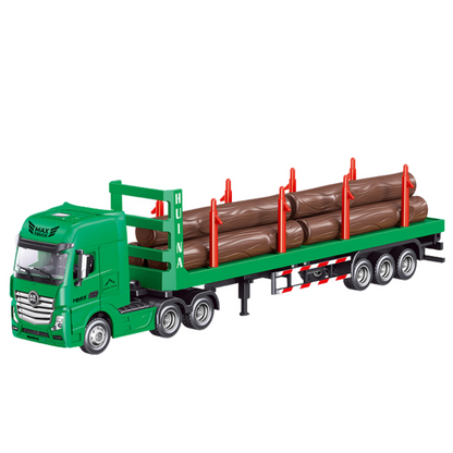Camião Transporte de Madeira Metálico Huina Verde 1:50