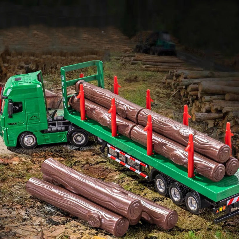Camião Transporte de Madeira Metálico Huina Verde 1:50
