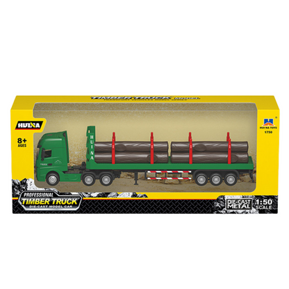 Camião Transporte de Madeira Metálico Huina Verde 1:50