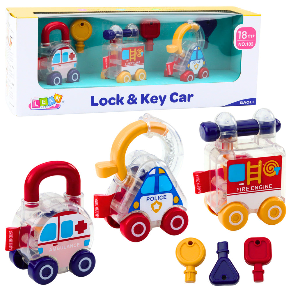 Conjunto de Carros Educativos Polícia Bombeiros Ambulância 3 Peças