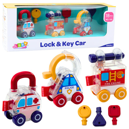 Conjunto de Carros Educativos Polícia Bombeiros Ambulância 3 Peças