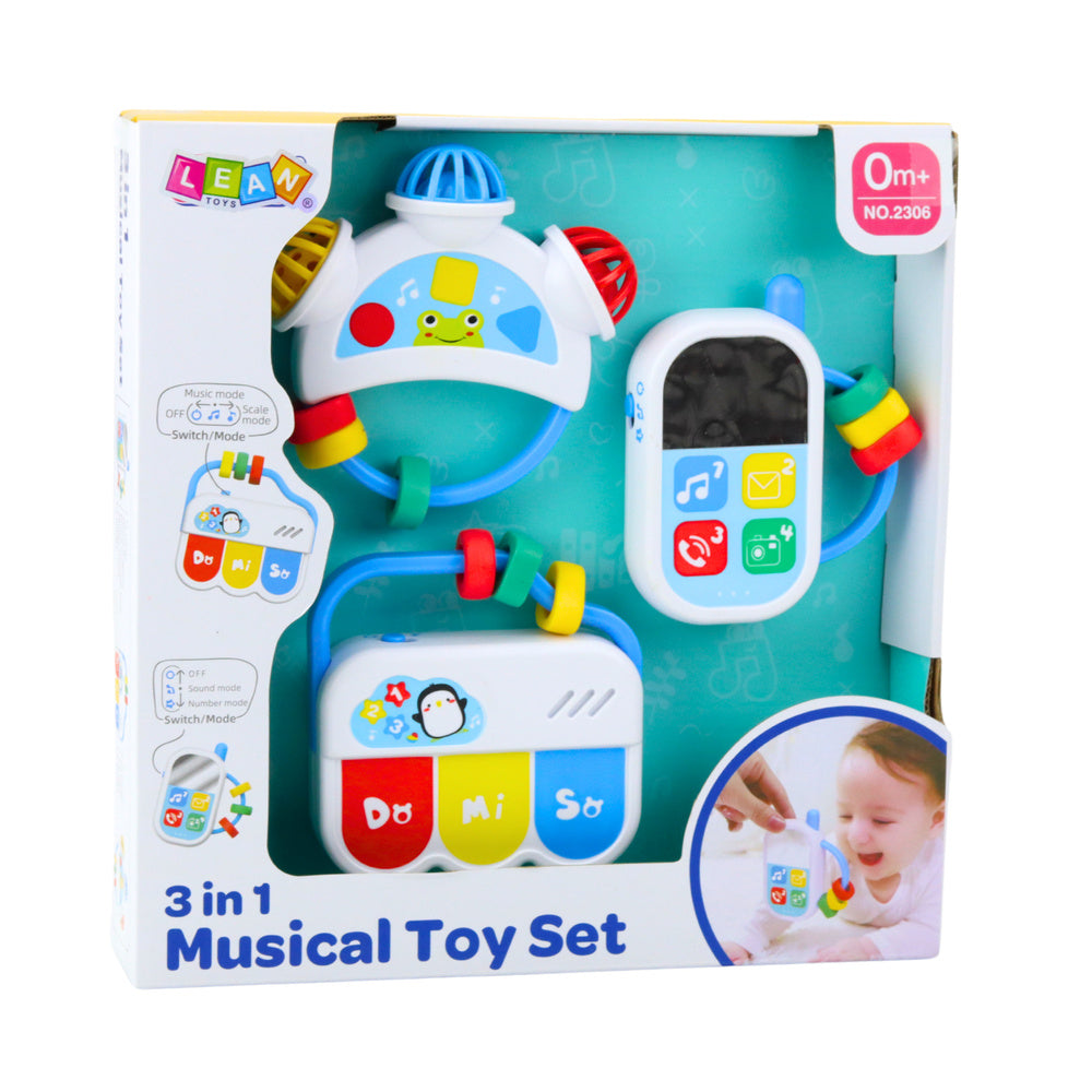 Conjunto Musical Infantil Telefone Pandeireta Chaves 3 Peças