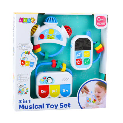 Conjunto Musical Infantil Telefone Pandeireta Chaves 3 Peças