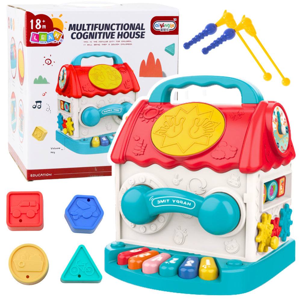 Casa Educativa Interativa Cubo Chocalho Formas Sons Multicolor