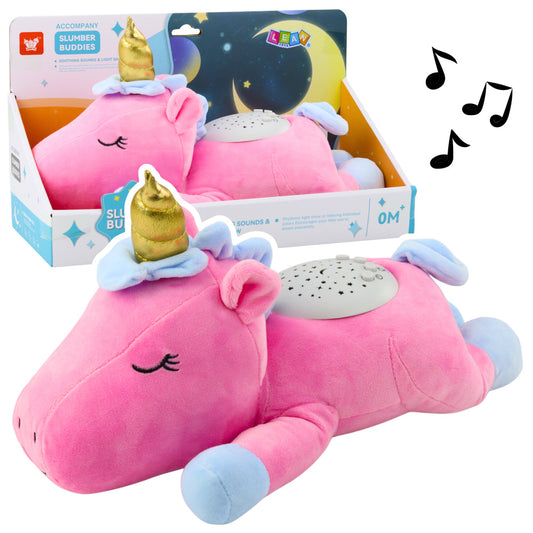 Peluche Unicórnio Dorminhoco com Projetor Sons Ruído Rosa