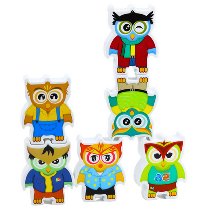 Jogo Educativo Corujas Puzzle Lógico Dominó 18 Peças