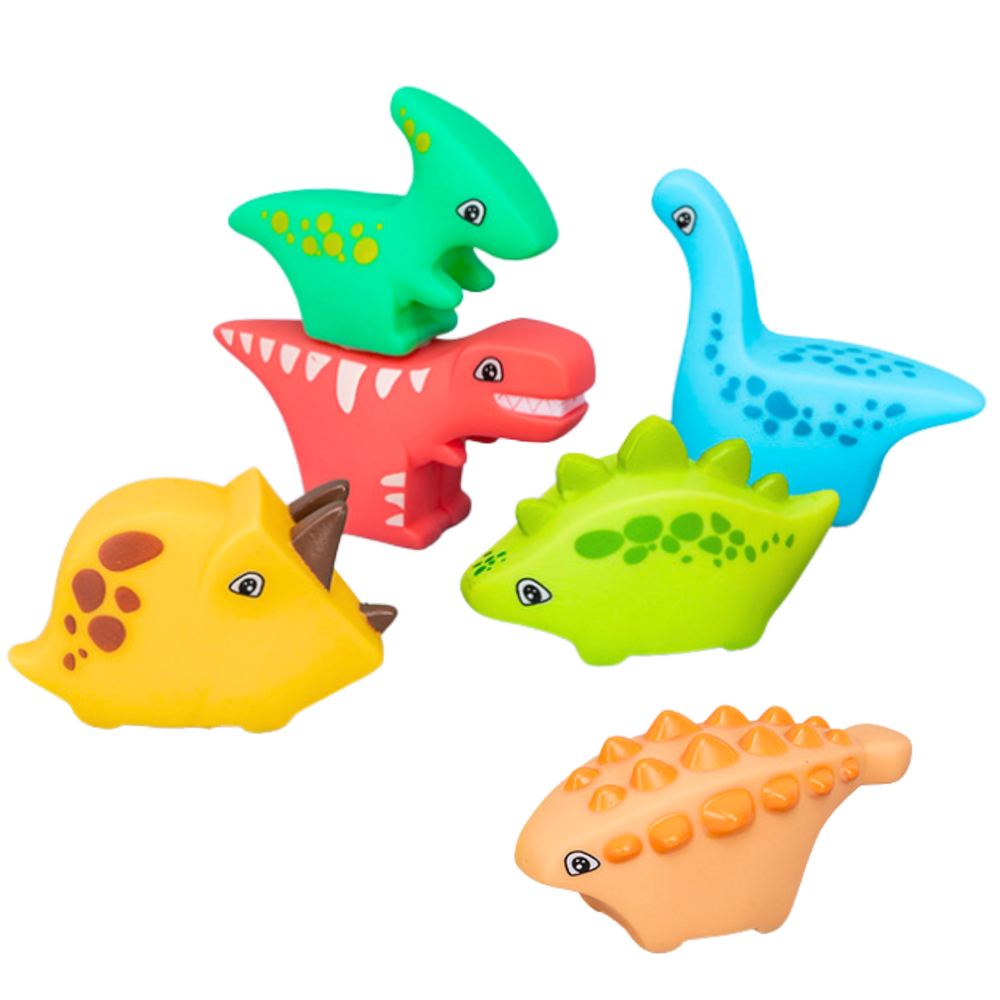 Conjunto de Banho Dinossauros de Borracha 6 Peças