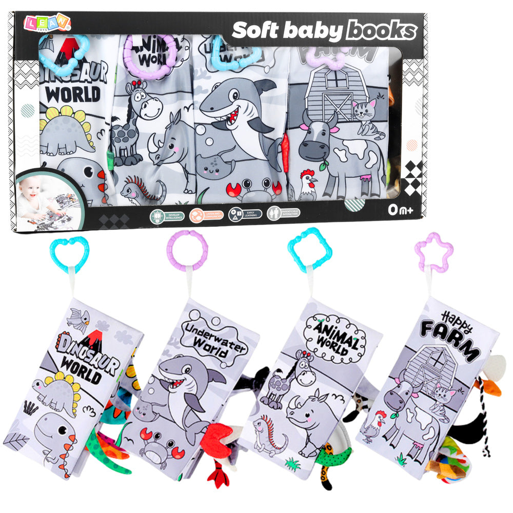 Conjunto de 4 Livros Sensoriais Macios para Bebé
