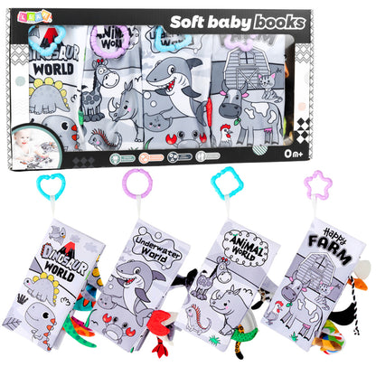 Conjunto de 4 Livros Sensoriais Macios para Bebé