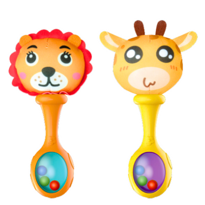 Conjunto de Chocalhos com Bolas Macias Girafa Leão 2 Peças